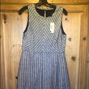 J.Crew Blue Striped Linen Dress 12 Petite (NWT).